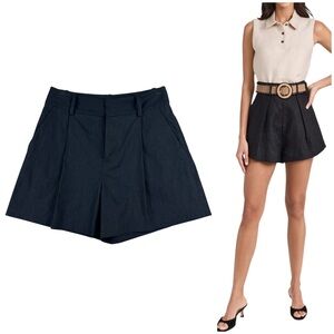 Alice + Olivia Linen Blend High Waisted Shorts Size 0 Pleated Pockets Minimalist
